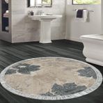 Eko Trend DJT Banyo Paspası Yıkanabilir Kaymaz Taban 660M Yuvarlak Suluboya Bej