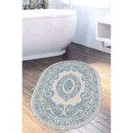 Eko Trend Djt Banyo Paspası Yıkanabilir Kaymaz Taban 747 Oval Klasik 747-Trend-Banyo-Oval, Mavi, 80 x 120