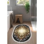 Eko Trend Djt Banyo Paspası Yıkanabilir Kaymaz Taban 759 Oval Patchwork 759-Trend-Banyo-Oval, Siyah, 80 x 120
