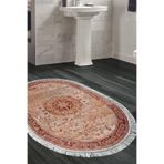Eko Trend Djt Banyo Paspası Yıkanabilir Kaymaz Taban P1356 Oval Vintage P1356-Trend-Banyo-Oval, Kırmızı, 80 x 120