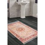 Eko Trend Djt Banyo Paspası Yıkanabilir Kaymaz Taban P1356 Vintage P1356-Trend-Banyo, Kırmızı, 80 x 120