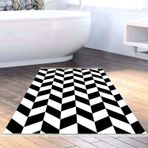 Eko Trend DJT Banyo Paspası Yıkanabilir Kaymaz Taban S5057 Geometrik Siyah