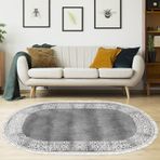 Eko Trend DJT Halı Yıkanabilir Kaymaz Taban 1460 Oval Modern Gri