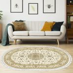 Eko Trend DJT Halı Yıkanabilir Kaymaz Taban P1360 Oval Osmanlı Krem