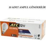 EkoAlışverişDünyam 10 Adet Atc 12W=80W E27 BEYAZ=6500K LED Ampul Lamba 1150 Lümen 15.000 Saat Ömür (5510)