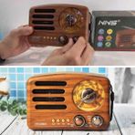 EkoAlışverişDünyam Küçük Boy Retro, Nostaljik, Ahşap Tasarım Bluetooth Hoparlörlü, Şarjlı, Taşınabilir Büyük Döndürülebilen Düğmeli Fm/am Destekli Radyo NS3380 (5510)