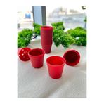 Ekodoğa Üretim Saksı 50 Adet 5 5X5 Cm Kaktüs Sukulent Saksısı Renkli Plastik Küçük Kırmızı
