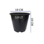 Ekodoğa Üretim Saksısı 3 Adet 18X18 Cm 3,8 Lt Plastik Saksı Siyah Üretim Saksı Bitki Saksısı