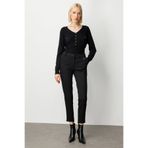Ekol Beli Lastikli Simli Kumaş Pantolon 1041-25k Siyah