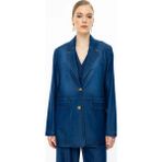 Ekol Çift Düğmeli Astarsız Ceket Indıgo 04102 - Indigo - 44