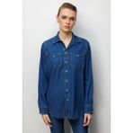 Ekol Çıtçıtlı Polo Yaka Bluz 2102 - 44 - İndigo