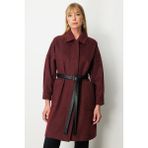 Ekol Deri Kemerli Torba Cepli Kaban - Bordo - 44