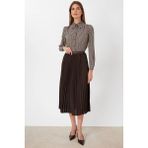 Ekol Ekol Piliseli Midi Etek 3960 - Kahve - 38