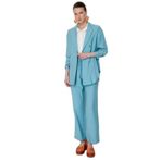 Ekol Kadın Beli Bağcıklı Bol Paça Pantolon 1204 Aqua