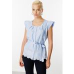 Ekol Kadın Beli Kuşaklı Çiçek İşlemeli Bluz 3028 Blue