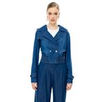 Ekol Kadın Beli Lastikli Crop Mont 6008 Indigo 42