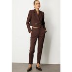 Ekol Kadın Beli Lastikli Dar Paça Pantolon 5031 Kahverengi