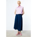 Ekol Kadın Beli Lastikli Pileli Etek 1056 Indigo - İndigo - 40