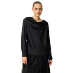 Ekol Kadın Degaje Yaka Saten Bluz 3019 Siyah