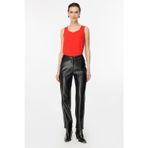 Ekol Kadın Deri Look Midi Pantolon - Minimalist Günlük Stil - Metalik Detaylar