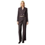 Ekol Kadın Simli Kumaş Wide Leg Pantolon 5171 Bordo