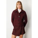 Ekol Kadın Torba Cepli Crop Mont 6013 Bordo - 40
