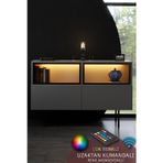 EKOL KONSOL LED IŞIKLI DEMİR AYAKLI ÇOK AMAÇLI DOLAPLI ANTRASİT TV SEHPASI
