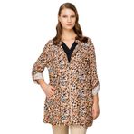 Ekol Önü Fermuarlı Desenli Trençkot Leopar 46