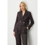 Ekol Simli Kumaş Bordo Kadın Crop Ceket 05169 - 42
