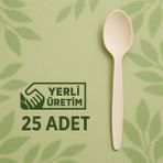 Ekolojik Ambalaj Doğa Dostu Organik Mısır Nişastası Kaşık 25 Adet - Elde ve bulaşık makinesinde yıkanabilir