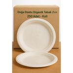 Ekolojik Ambalaj Doğa Dostu Organik Mısır Nişastası Tabak 21 cm 250 Adet - Koli - Elde ve bulaşık makinesinde yıkanabilir