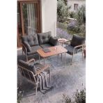 Ekon Serisi 1. Sınf 2+1+1 Ve 1 Adet Orta Sehpa 2 Yastıklı Cappucino İskeletli Bahçe Balkon Oturma Koltuk Takımı