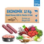 Ekonomik 12 Kg 1000 Gr 12 Adet Çiğmamam Barf Köpek Maması