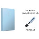 Ekonomik 17X24 Günlük Çizgili Ajanda(Stabilo Boss Hediyeli) - Azure Blue