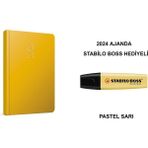 Ekonomik 17X24 Günlük Çizgili Ajanda(Stabilo Boss Hediyeli) - Sarı