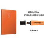 Ekonomik 17X24 Günlük Çizgili Ajanda(Stabilo Boss Hediyeli) - Turuncu