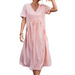 Ekose baskı Elbisesi Moda, Yıkanabilir, Nefes Alabilen fırfırlı Elbise Düğün Için (L)