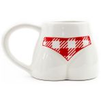 Ekose Bikinili El Yapımı Beyaz Parlak Popo Kupa - El İşçiliği Hediyelik Kupa Bardak Mug
