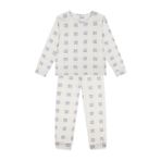 Ekose Çiçek Uzun Kollu Pijama Takımı Krem