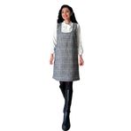 Ekose Desen Salaş Jile Elbise (Siyah, 2XL-3XL)