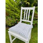 Ekose Gri Balkon Sandalyesi Minderi Pamuklu Kumaş Pofidik Elyaflı Sırt Sandalye Minderi 40x40 cm