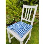 Ekose Mavi Renk Pamuklu Kumaş Pofidik Kare Dekoratif Sandalye Minderi 35x35 Cm