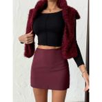Ekose Mini Etek - Bordo - L