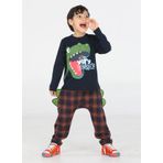 Ekose Muzip Dino Pantolon + T-shirt Takım