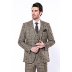 Ekose Slim Fit Kahverengi Erkek Ceket - Wessi