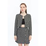 Ekose Tüvit Blazer Ceket Mini Etek Takım