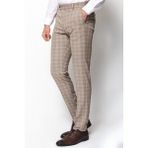 Ekoseli Bej Rengi Super Slim Fit Erkek Pantolon - 36