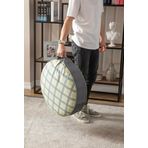 Ekoseli Büyük Boy Yer Minderi, Puf Kılıfı, Balkon ve Teras İçin Uygun, Taşınabilir, Yeşil Renk 60x60 cm