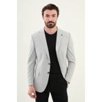 Ekoseli Gri Slim Fit Mono Yaka Erkek Ceket - 52