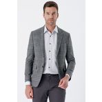 Ekoseli Mono Yaka Astarlı Çift Yırtmaç 6 Drop Slim Fit Dar Kesim Klasik Ceket 1002235134 Koyu Antrasit